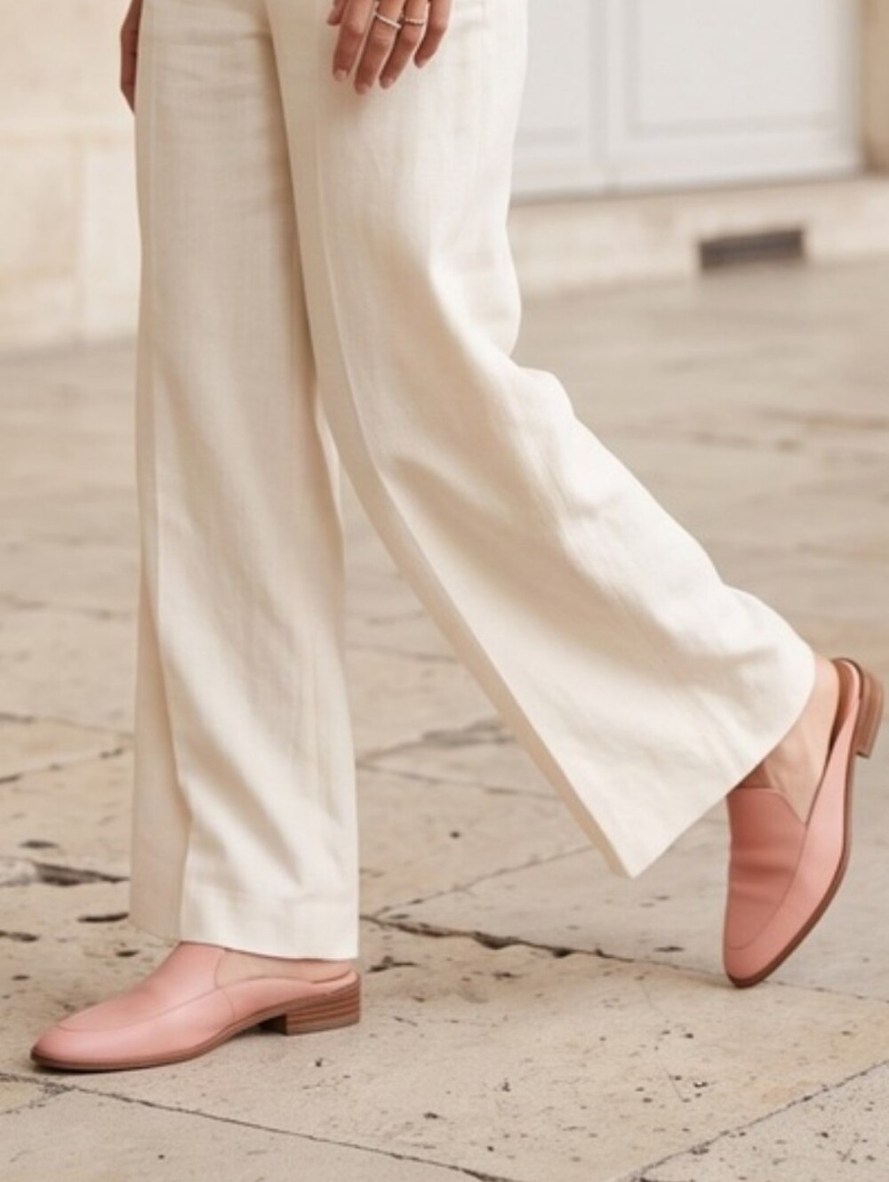 Madewell Frances Loafer Mule in leather - Blush Pink